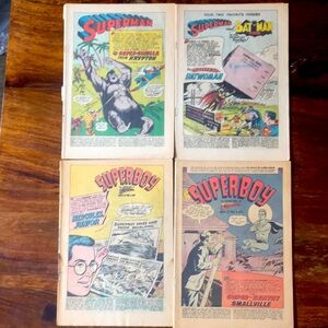4 Vintage Comic Book Collection Superman Superboy NO COVERS